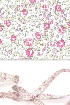 Promozione Biais en tissu Liberty - Eloïse - Rose/Vert x1m