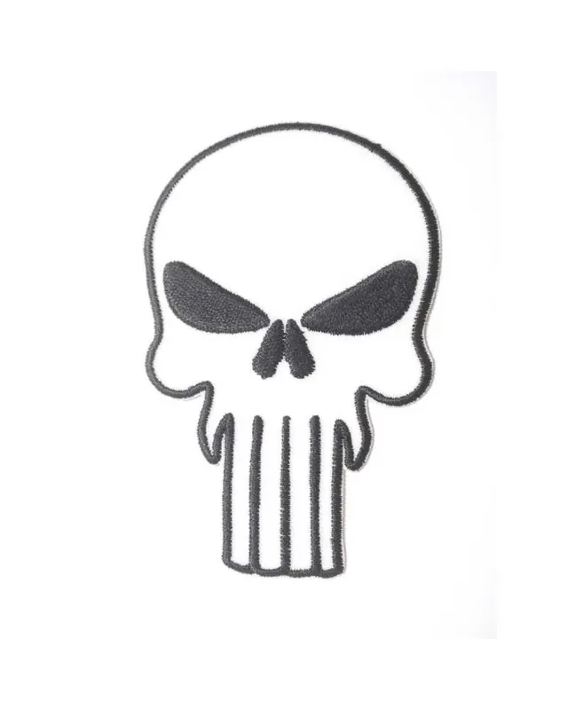 Applicazione Teschio Ricamo Bianco Nero Termoadesiva Patch Toppa 10x6 Cm A Buon Prezzo