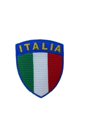 Ultima Occasione Applicazione Ricamo Scudetto Termoadesivo Patch Bandiera Lurex Oro Italia 6x5 Cm