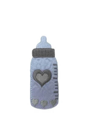 Ordina Subito Applicazione Termoadesiva Biberon Raso Lucido Bianco Ricamo Cuore Beige 85x35 Mm