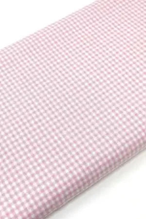 Sconto Tessuto Tinto in Filo Fondo Bianco con Quadretti Rosa, h145