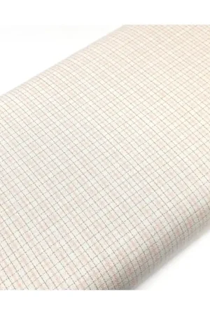 Pagamento Sicuro Tessuto Tinto in Filo Fondo Beige a Quadretti Rosa, h155