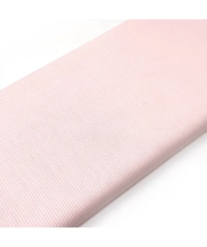 Spedizione Gratuita Tessuto Stampato con Righine Rosa e Bianche, h160
