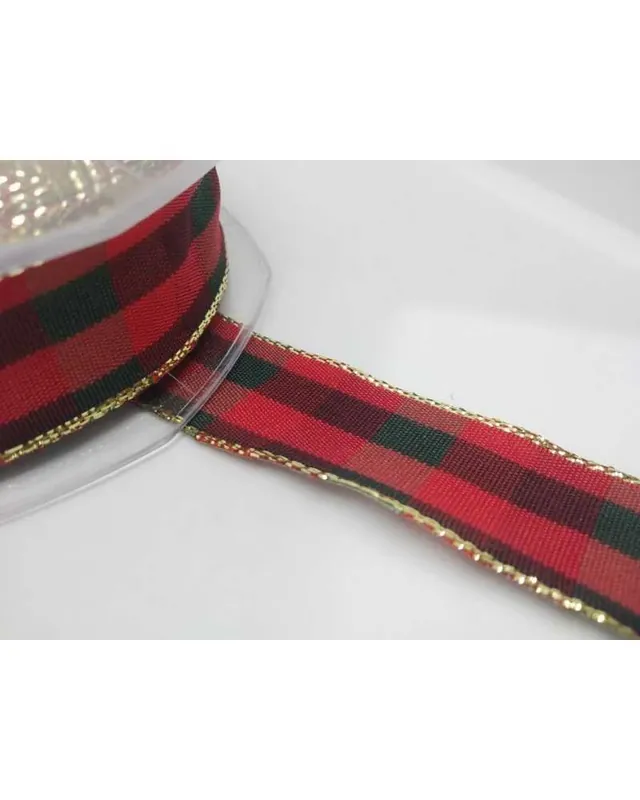 Acquista Ora Passamaneria Nastro Scozzese Tartan Rosso Verde Alto 25 Mm