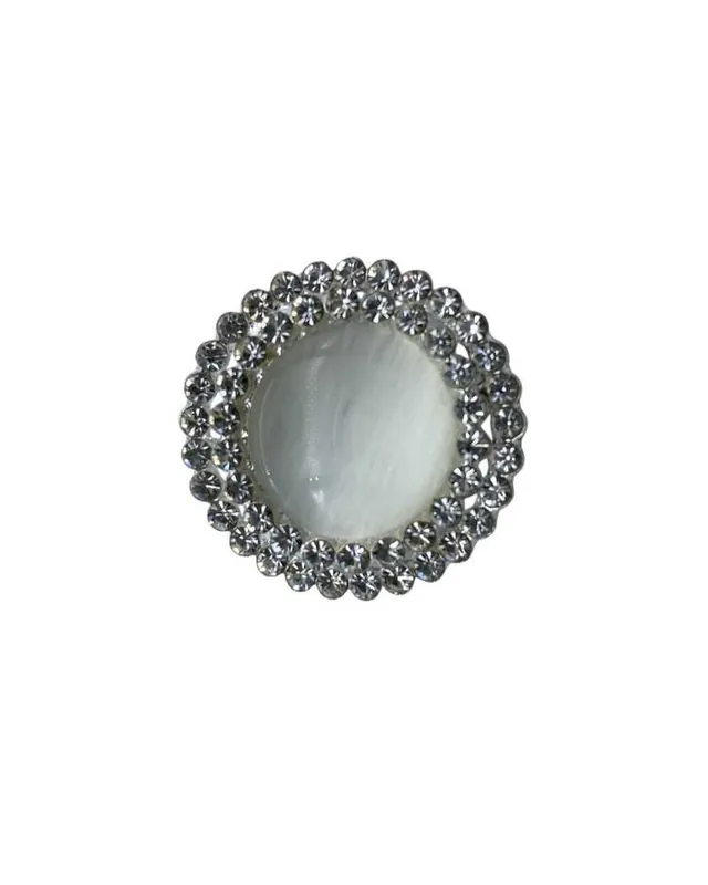 Compra Adesso Bottone Gioiello Strass Argento Bianco Latte Tondo 23 Mm