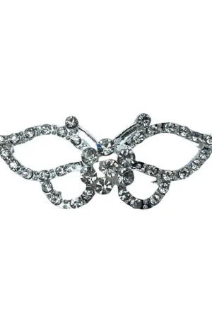 Gancio Alamaro Giacca Argento Strass Farfalla 5x2 Cm Spedito Oggi