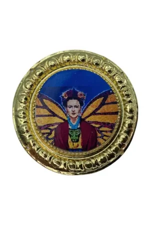 Soddisfatti O Rimborsati Medaglia Accessore Moda Borsa Tondo Oro Frida Ali Farfalla Grande 65 Mm