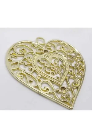 Vendita Finale Accessori Moda Borsa  Cuore Filigranato Oro Grande 50 Mm