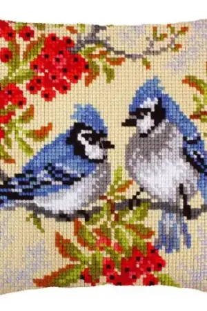 Kit cuscino fori grossi - Ghiandaie blu - Collection d'Art Miglior Prezzo