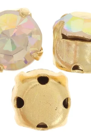 Chatons montés 6 mm doré Crystal AB x5 Promo Stagionale