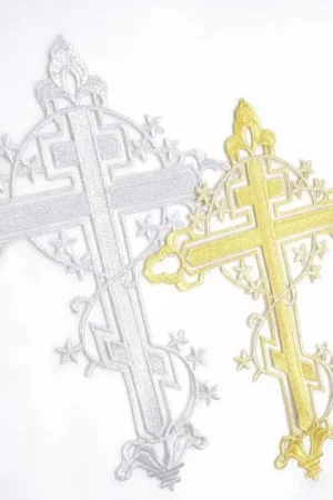 Applicazione Termoadesiva Ricamo Croce Sacro Lurex Alta 28x20 Cm Prezzo Di Fabbrica