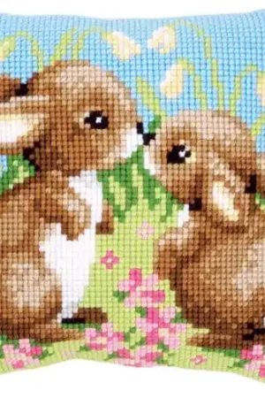 Kit cuscino fori grossi - Piccoli conigli - Vervaco Prezzo Di Fabbrica