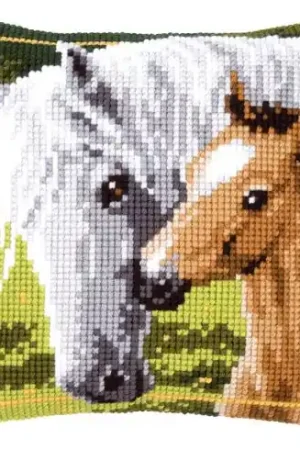 Pagamento Sicuro Kit cuscino fori grossi - Cuscino da ricamare cavallo bianco con puledro - Vervaco