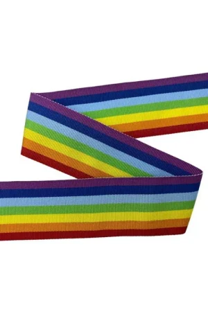 A Buon Prezzo Passamaneria Nastro Gros Grain Riga Arcobaleno Pace Alto 36 Mm