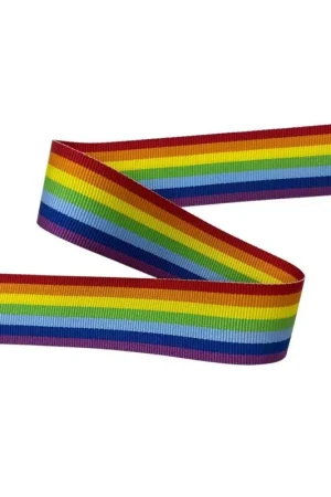Offerta Lampo Passamaneria Nastro Gros Grain Riga Arcobaleno Pace Alto 25 Mm