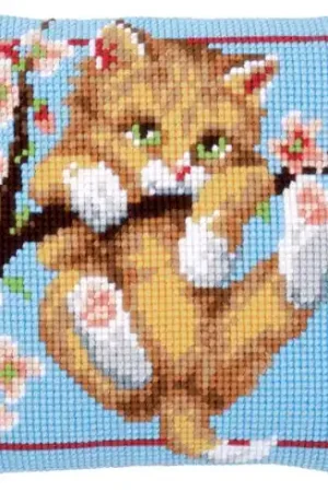 Kit cuscino fori grossi - Gattino nell'albero - Vervaco Di Tendenza