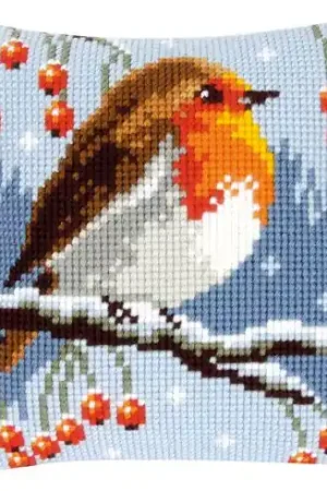 Kit cuscino fori grossi - Rossa gola in inverno - Vervaco Novità