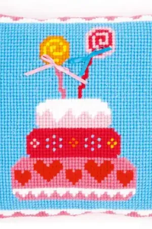 Spedizione Gratuita Kit cuscino fori grossi - Dolce di compleanno - Vervaco