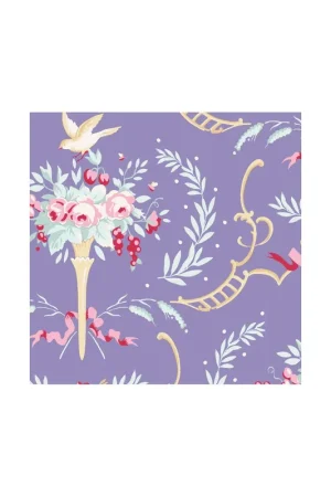 Subito Disponibile Tilda 110 Old Rose Birdsong, Tessuto Fiori e Uccelli su Blu