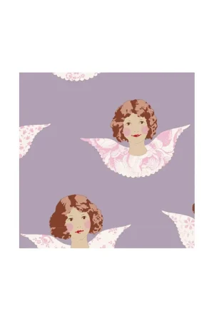 Subito Disponibile Tilda 110 Old Rose Angel Scraps, Tessuto Angeli su Lilla Malva
