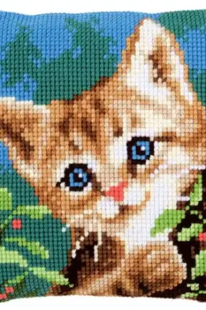 Prezzo Ridotto Kit cuscino fori grossi - Gatto su un albero - Vervaco