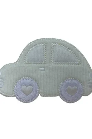 Acquista Ora Applicazione Termoadesiva Baby Auto Velluto Ruote Cuore 9X6 Cm