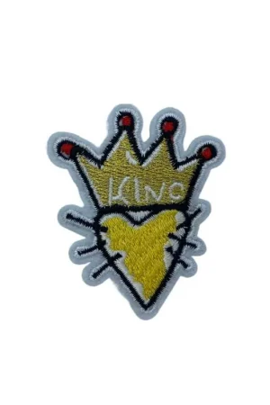 Applicazione Moda Cuore Corona Scritta King Termoadesiva Ricamo Lurex Giallo 6x5 Cm Nuovo Arrivo