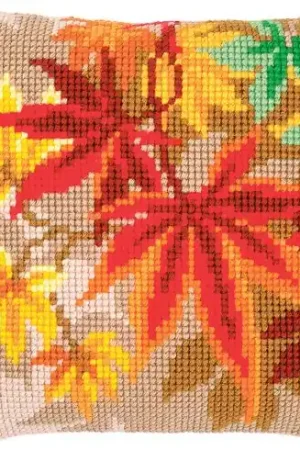 Kit cuscino fori grossi - Foglie d'autunno - Vervaco Esclusivo