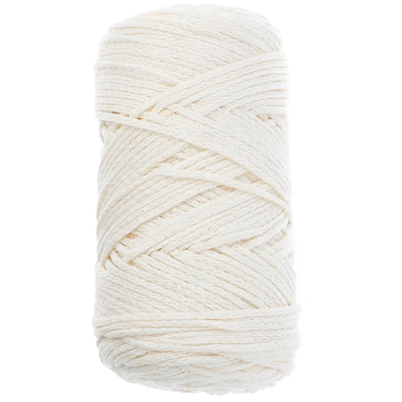 Bestseller Bobine de cordon en coton pour macramé Cotton Air Glitter 1 mm - Crème x90m