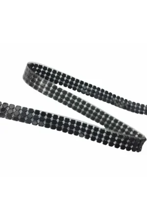50 Cm Passamaneria Applicazione Nera Strass Termoadesiva Alta 9 Mm Popolare