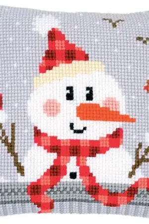 Kit cuscino fori grossi - Pupazzo di neve - Vervaco Soddisfatti O Rimborsati