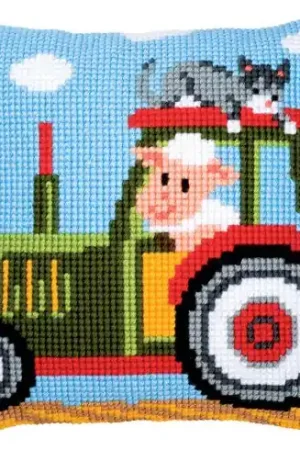 Kit cuscino fori grossi - Cuscino da ricamare animali della fattoria I - Vervaco Pagamento Sicuro