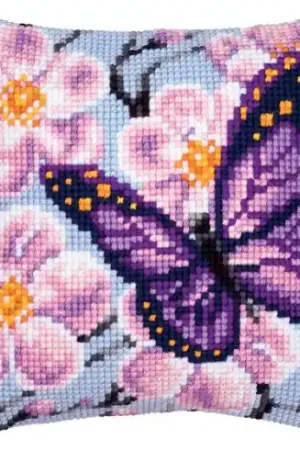 Consegna Rapida Kit cuscino fori grossi - Farfalla malvone - Vervaco