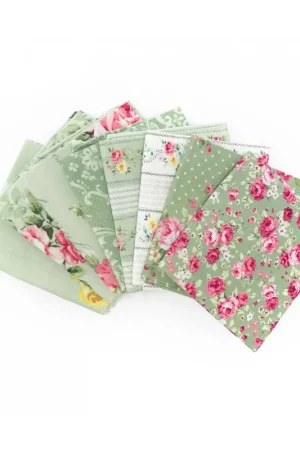 Pacchetto di Tessuto Giapponese Verde e Rosa - 8 da 33 x 35 cm Scelto Dai Clienti