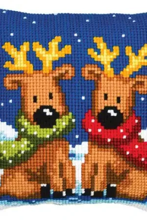 Kit cuscino fori grossi - Felici renne - Vervaco Di Tendenza