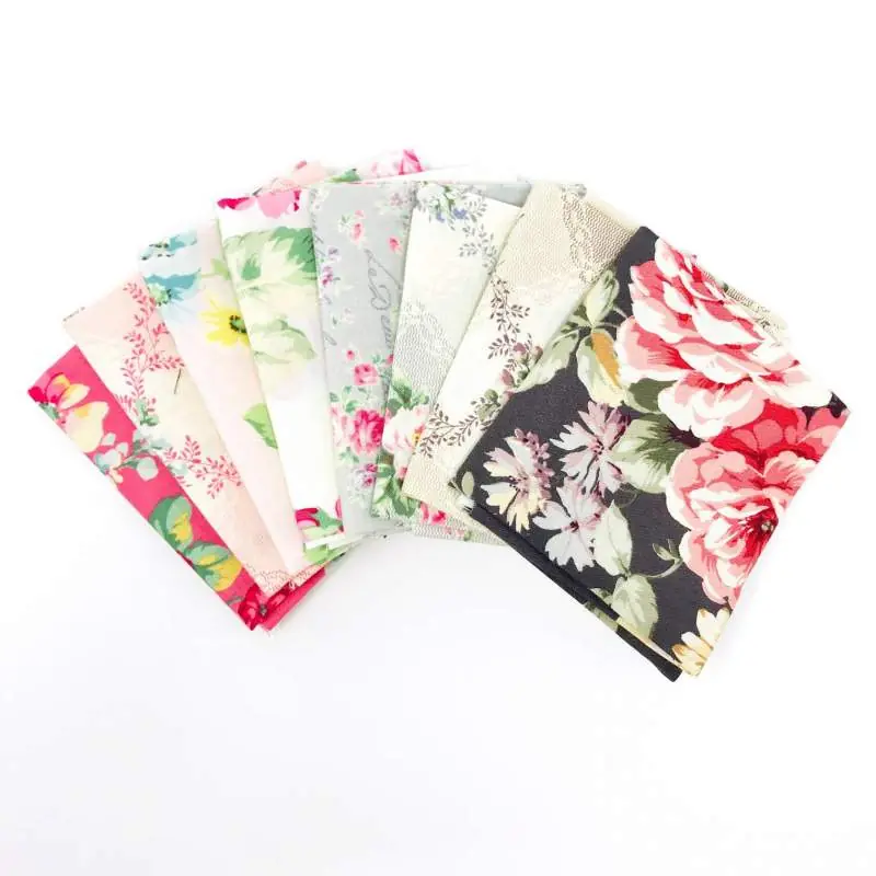 Pacchetto di Tessuto Giapponese Rosa, Grigio e Beige - 8 da 33 x 35 cm Consegna Rapida