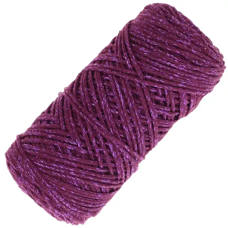 Bobine de cordon en coton pour macramé Cotton Air Glitter 1 mm - Prune x90m Consegna Rapida