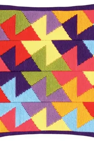 Kit cuscino punto lanciato - Cuscino da ricamare quadrettatura mulini - Vervaco Nuova Collezione