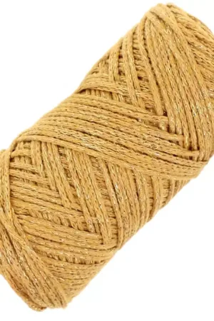 Compra Oggi Stesso Bobine de cordon en coton pour macramé Cotton Air Glitter 1 mm - Moutarde x90m