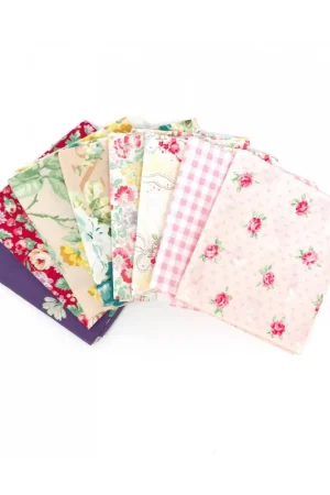 Solo Oggi Pacchetto di Tessuto Giapponese Beige, Rosa e Viola - 8 da 33 x 35 cm
