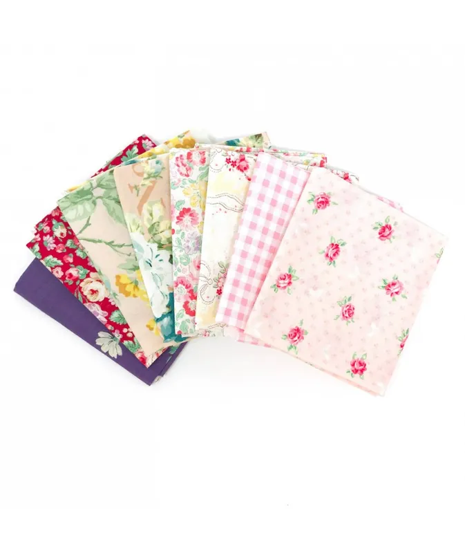 Solo Oggi Pacchetto di Tessuto Giapponese Beige, Rosa e Viola - 8 da 33 x 35 cm