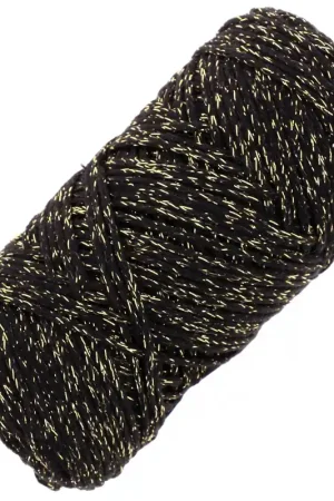 A Buon Prezzo Bobine de cordon en coton pour macramé Cotton Air Glitter 1 mm - Noir x90m