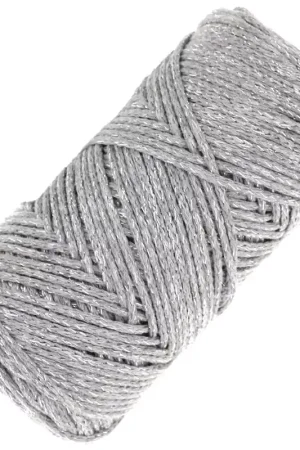 Bobine de cordon en coton pour macramé Cotton Air Glitter 1 mm - Argenté x90m Popolare