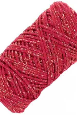 Ordina Subito Bobine de cordon en coton pour macramé Cotton Air Glitter 1 mm - Rouge x90m