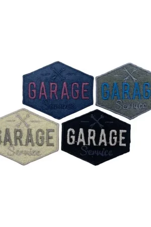 Economico Applicazione Patch Termoadesiva Esagonale Ricamo Scritta Garage Service 50x45 Mm