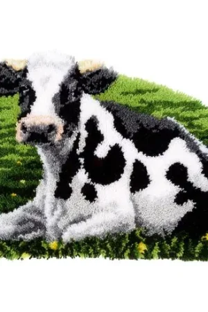 Kit tappeto a punto smirne - Mucca al riposo - Vervaco Occasione