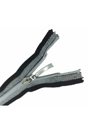 Offerta Del Giorno Cerniera Lampo Zip Chiusura Modello Riga Nero Argento Lurex Fissa 1 Cursore Lunga 20 Cm