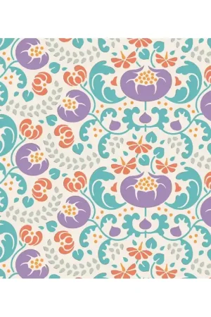 Tilda 110 LazyDays,Mildred Lilac - Tessuto Lilla a Fiori Novità