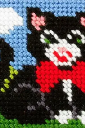 Kit di tela per bambini - Gatto nero - Orchidéa Nuova Collezione