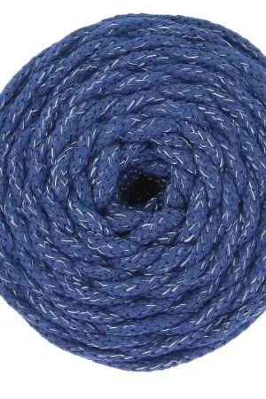 Bobine de cordon coton pour macramé Cotton Air Mix 5 mm - Bleu nuit - Argenté x50m Sconto